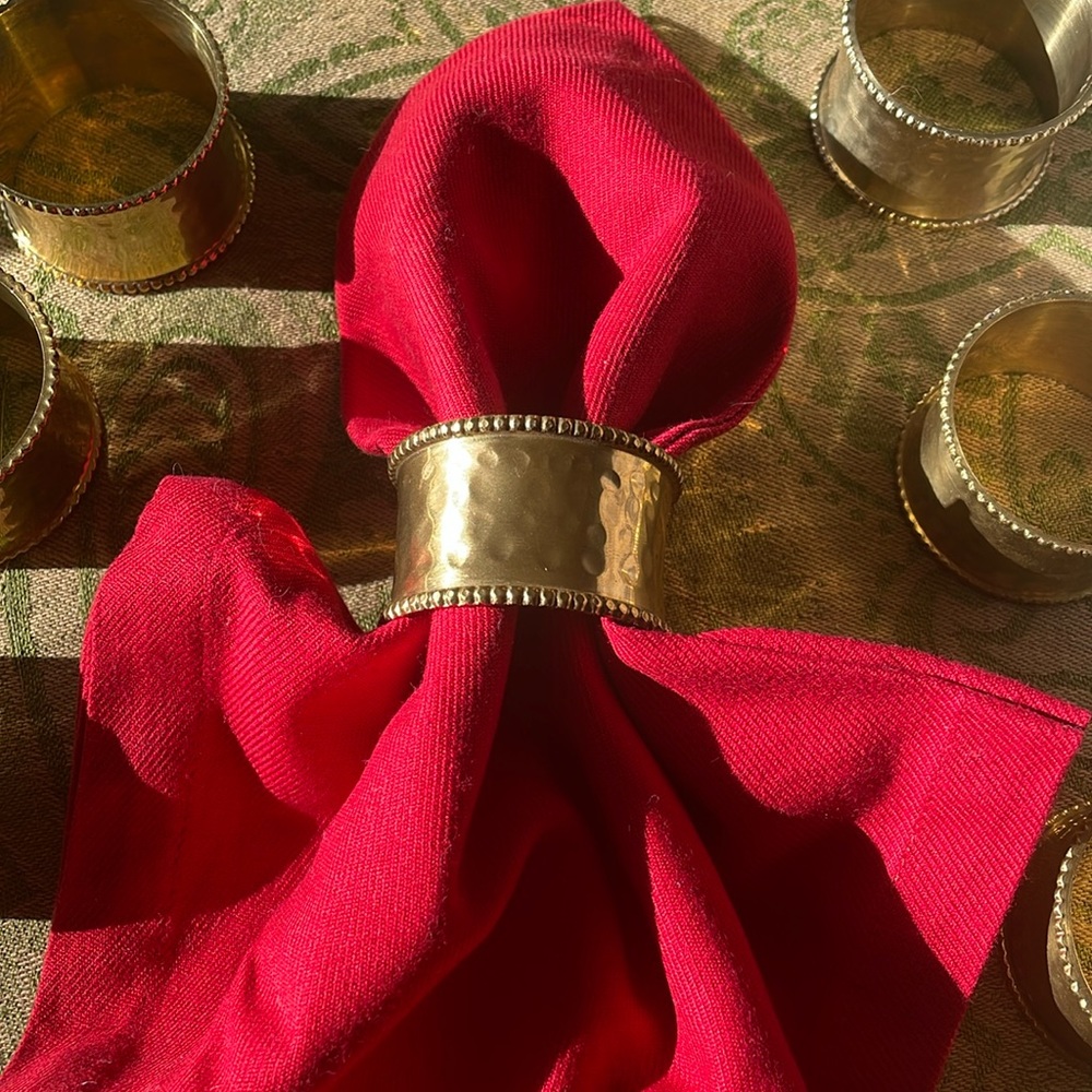 8 napkin holders- gold metal